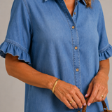 Lotte | Denim Blousejurk met Knoopsluiting