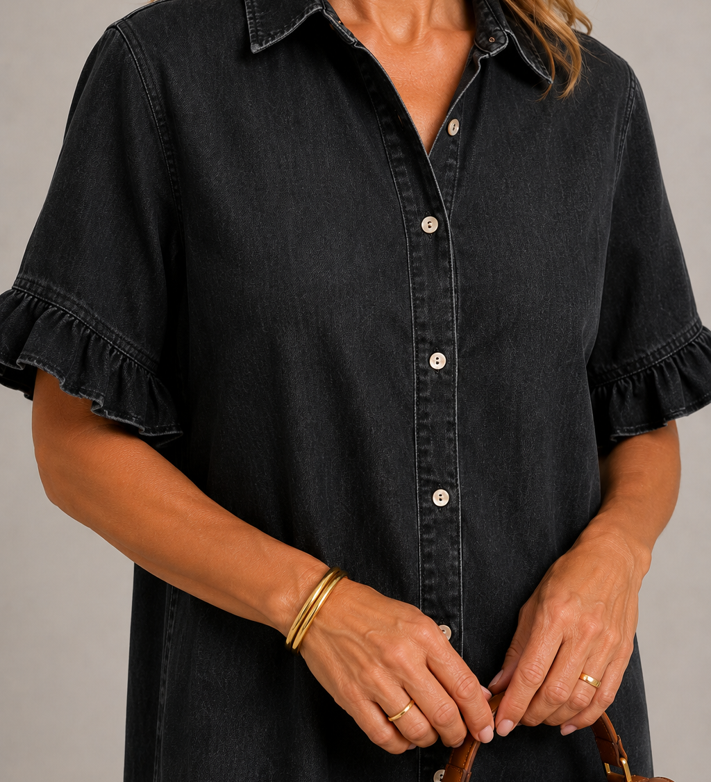 Lotte | Denim Blousejurk met Knoopsluiting