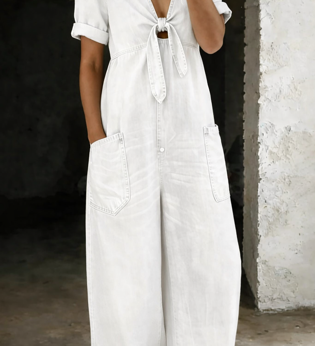 Jade | Denim Jumpsuit met Strikdetail