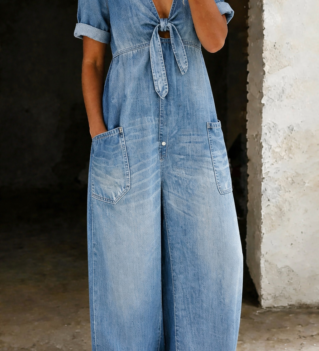 Jade | Denim Jumpsuit met Strikdetail