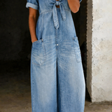 Jade | Denim Jumpsuit met Strikdetail