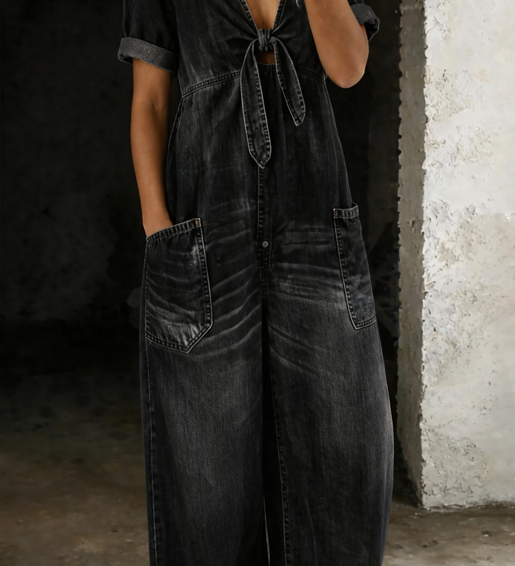 Jade | Denim Jumpsuit met Strikdetail