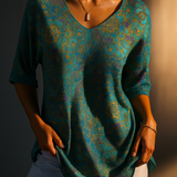Gebreide top met abstracte print en luchtige pasvorm