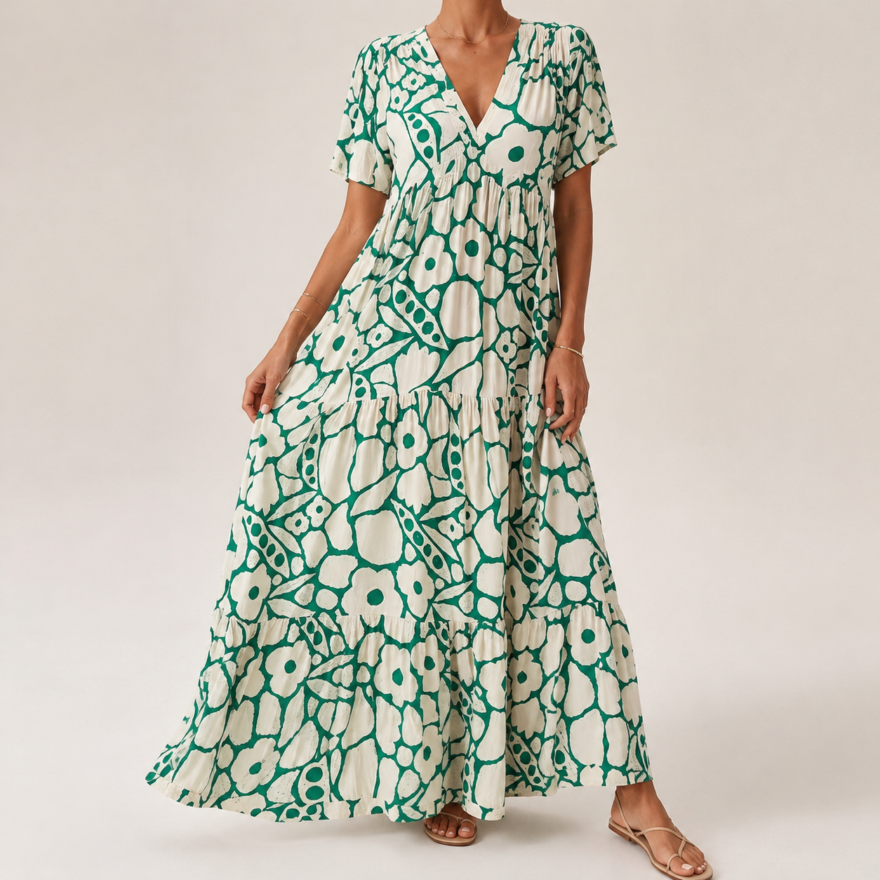 Fleur | Zwierige Maxi Jurk met Bloemenprint