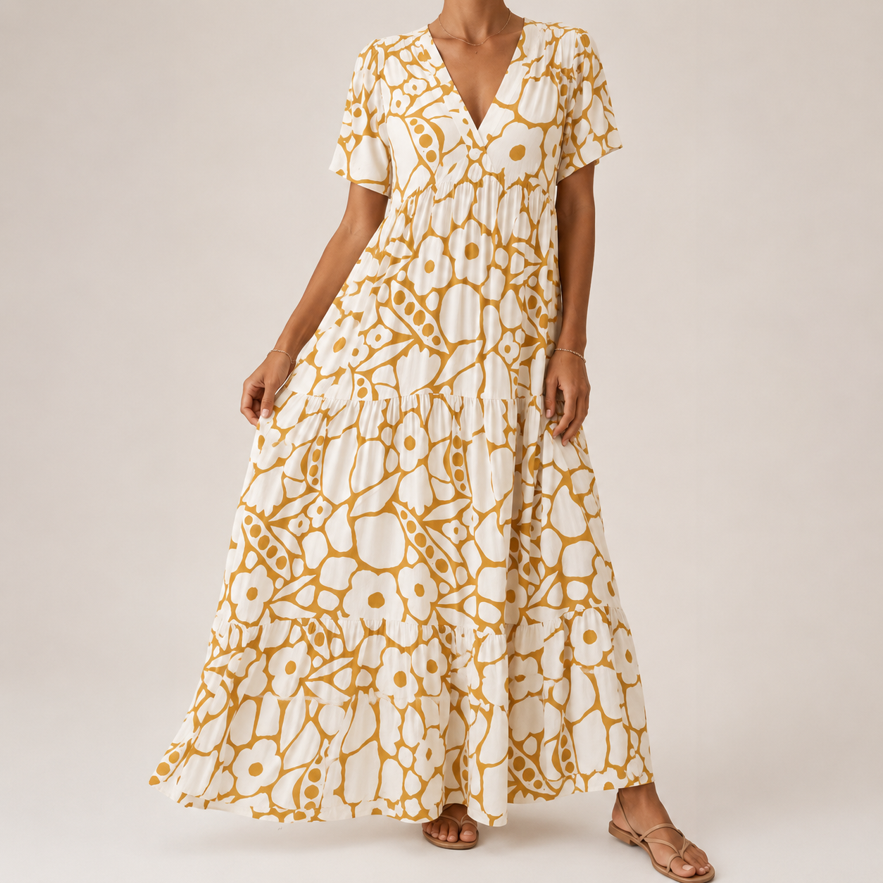Fleur | Zwierige Maxi Jurk met Bloemenprint