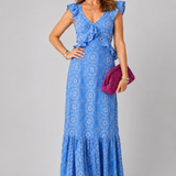 Camille | Midi Jurk met Ruches en Taille Cut-Out