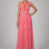 Aurélie | Halter Maxi Jurk met Geplooide Rok