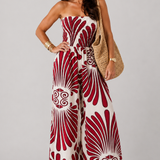 Celeste | Strapless Maxi Jurk met Abstracte Print