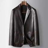 Leren blazer met premium afwerking en klassieke pasvorm