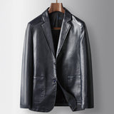Leren blazer met premium afwerking en klassieke pasvorm
