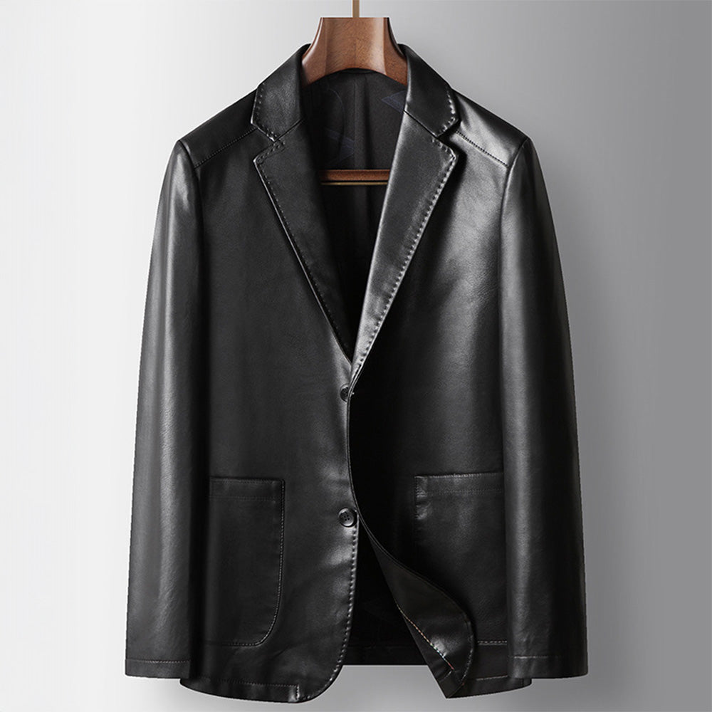 Leren blazer met premium afwerking en klassieke pasvorm