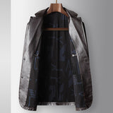 Leren blazer met premium afwerking en klassieke pasvorm