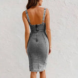 Denim jurk met verfijnde pasvorm en casual elegantie