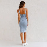 Denim jurk met verfijnde pasvorm en casual elegantie