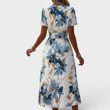 Denise | Elegante midi-jurk met aquarel bloemenprint