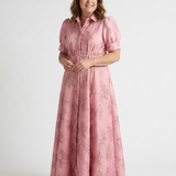 Xanthea | Maxi jurk met korte mouwen, getailleerd, met bloemenpatroon