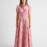 Xanthea | Maxi jurk met korte mouwen, getailleerd, met bloemenpatroon