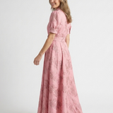 Xanthea | Maxi jurk met korte mouwen, getailleerd, met bloemenpatroon