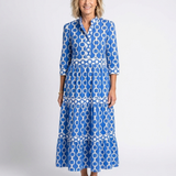 Ysolde | Midi-jurk met 3/4 mouwen en kettingpatroon