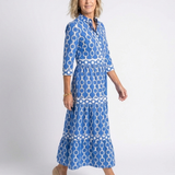 Ysolde | Midi-jurk met 3/4 mouwen en kettingpatroon