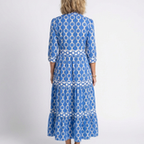 Ysolde | Midi-jurk met 3/4 mouwen en kettingpatroon