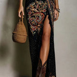 Olivia | Bohemian maxi-jurk met diepe V-hals en zijsplit