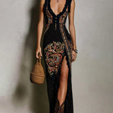 Olivia | Bohemian maxi-jurk met diepe V-hals en zijsplit