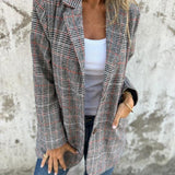 Gebreide blazer met ruitpatroon en relaxte pasvorm