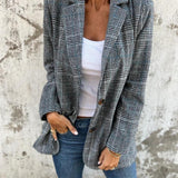 Gebreide blazer met ruitpatroon en relaxte pasvorm