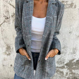 Gebreide blazer met ruitpatroon en relaxte pasvorm