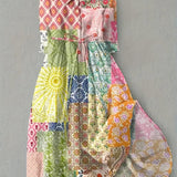Zomerjurk met artistieke patchwork print en comfortabele pasvorm