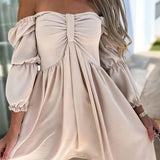 Junia | Off-shoulder jurk met ruches en elegante pasvorm