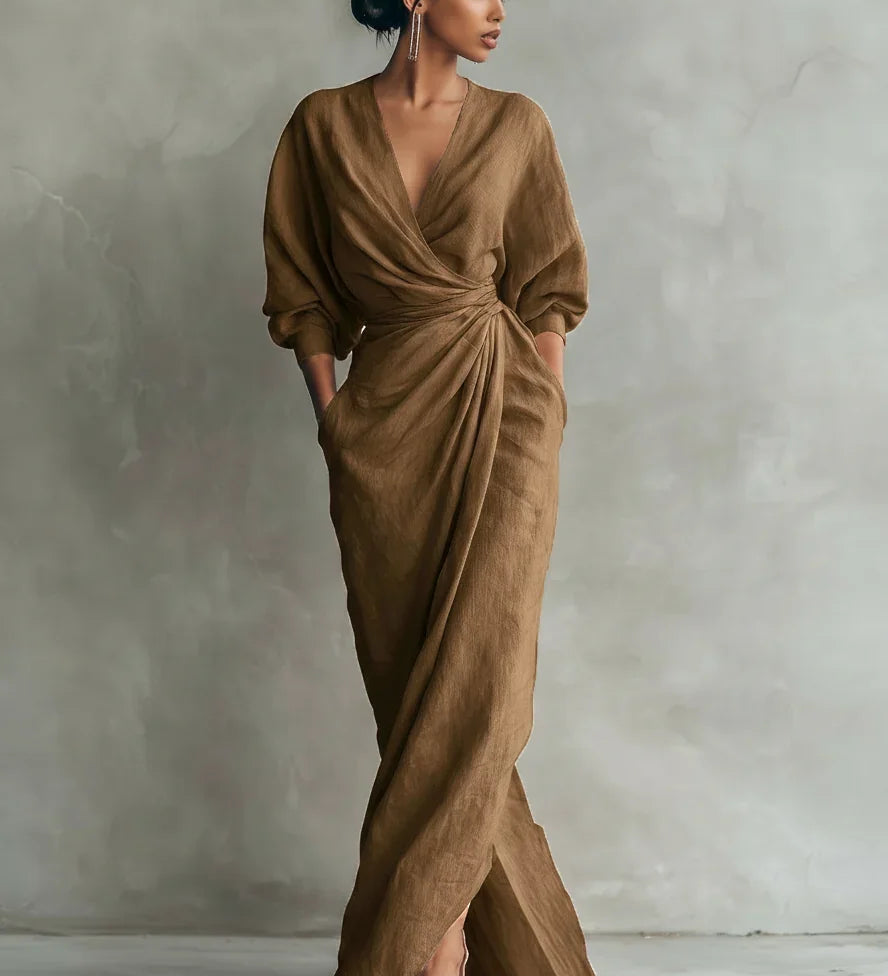 Lorena Vestido Maxi con Escote en V