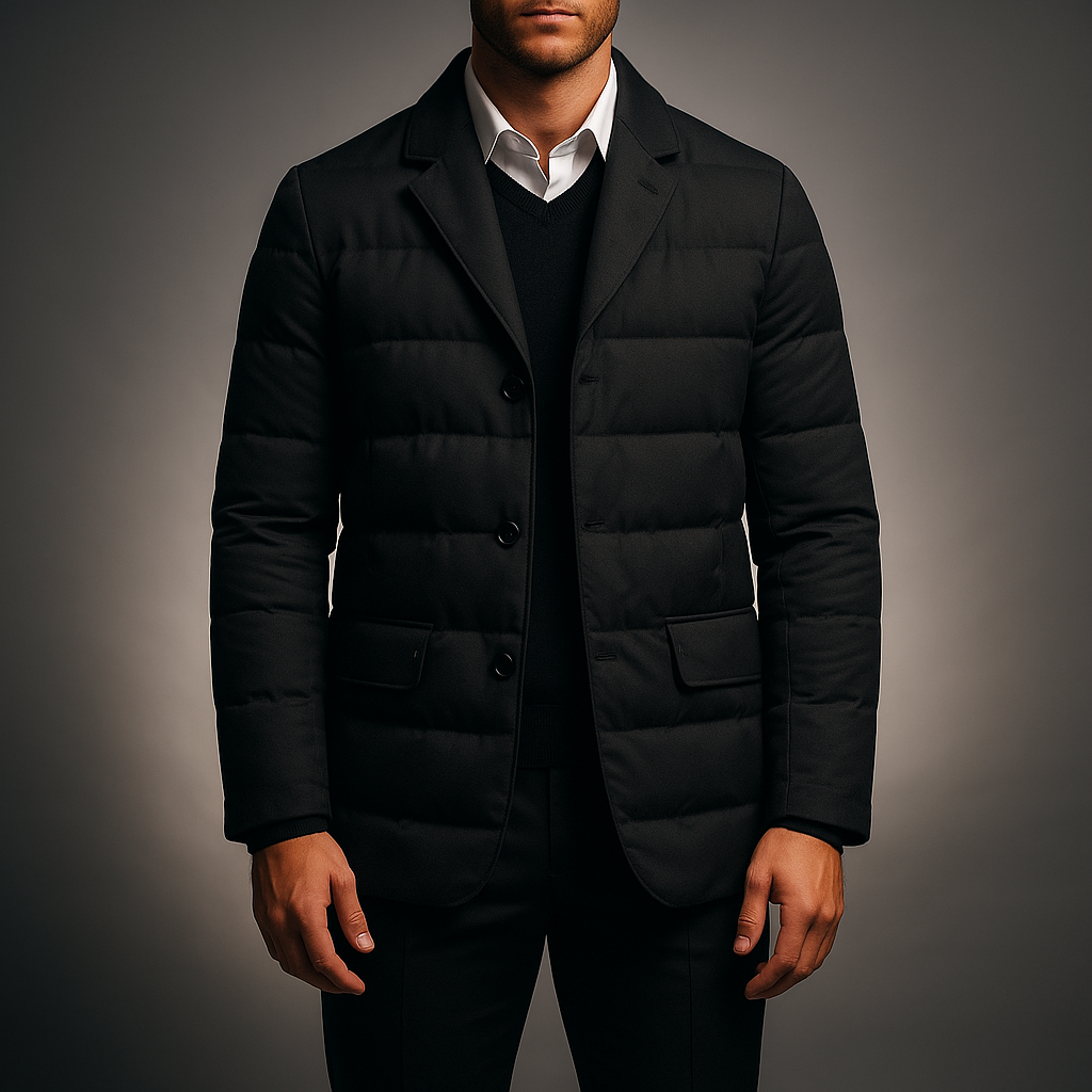 Donsjack met blazer-snit en premium eendendonsvulling