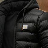 Gevoerde Jas met Capuchon en Verweerde Lederlook