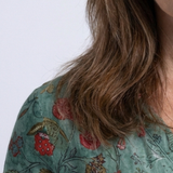 Marina | Maxi jurk met V-hals en bloemenprint met driekwartmouwen