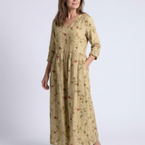 Marina | Maxi jurk met V-hals en bloemenprint met driekwartmouwen
