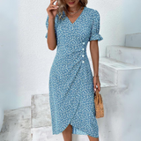 Liza | Jurk met knoopdetails en elegante plooien voor elke gelegenheid