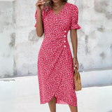 Liza | Jurk met knoopdetails en elegante plooien voor elke gelegenheid