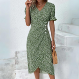 Liza | Jurk met knoopdetails en elegante plooien voor elke gelegenheid