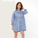 Nyla | Denim jurk met gewassen finish en relaxte pasvorm