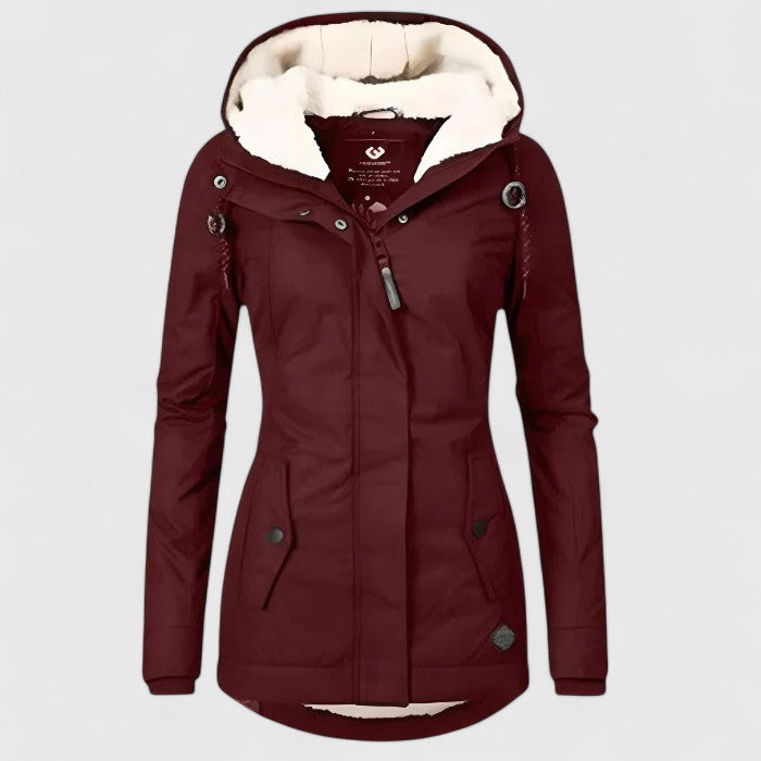Waterdichte winterjas met capuchon en getailleerde pasvorm