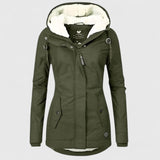 Waterdichte winterjas met capuchon en getailleerde pasvorm