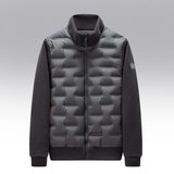 Gewatteerde donsjas met fleece mouwen en 100% ganzendons