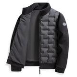 Gewatteerde donsjas met fleece mouwen en 100% ganzendons