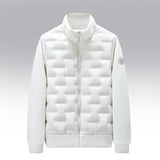 Gewatteerde donsjas met fleece mouwen en 100% ganzendons