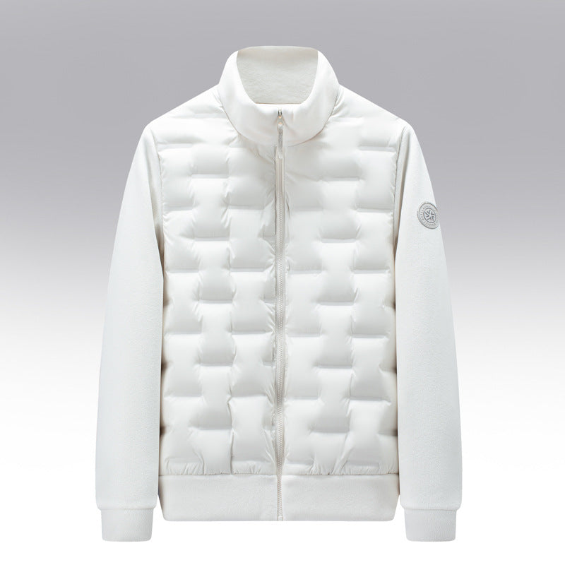 Gewatteerde donsjas met fleece mouwen en 100% ganzendons