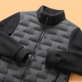 Gewatteerde donsjas met fleece mouwen en 100% ganzendons