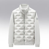 Gewatteerde donsjas met fleece mouwen en 100% ganzendons