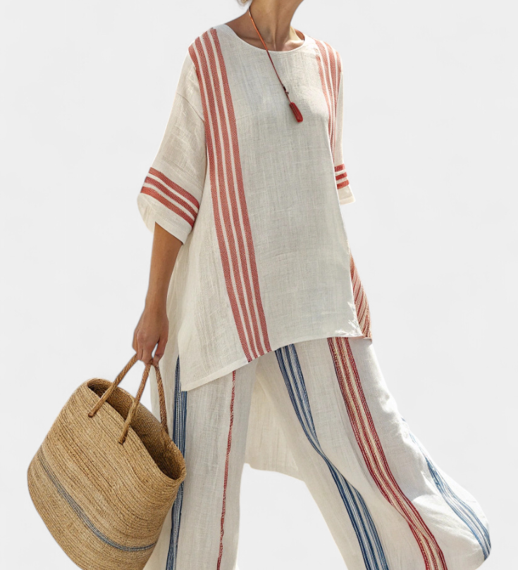 Linnen Set met gestreept patroon en oversized pasvorm